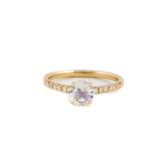 Moonstone Diamond Engagement Ring - Picture 2 of 3